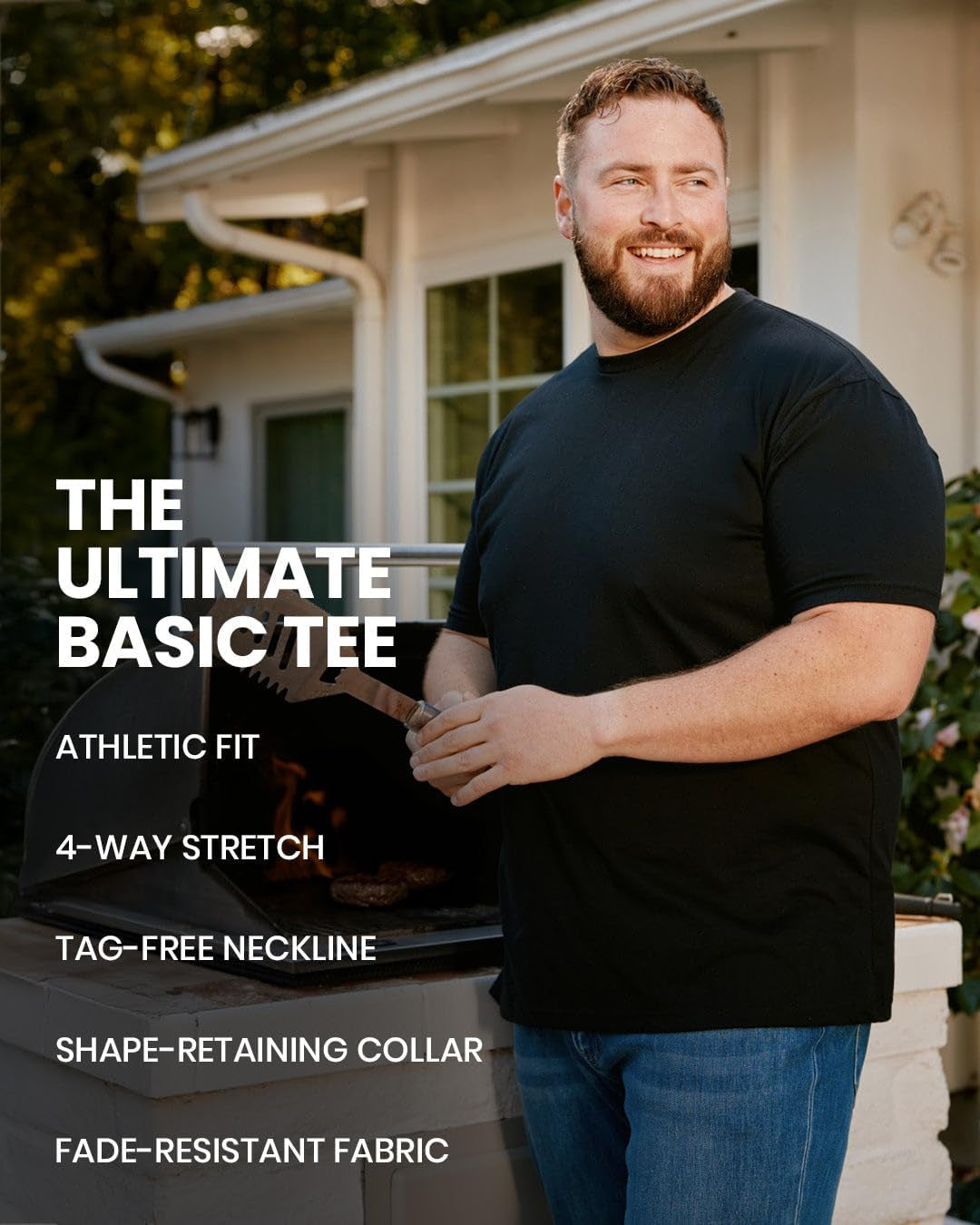 Mens T Shirt with Logo - Short Sleeve Crew Neck Soft Fitted Tees S - 4XL Fresh Classic Basic Tshirts